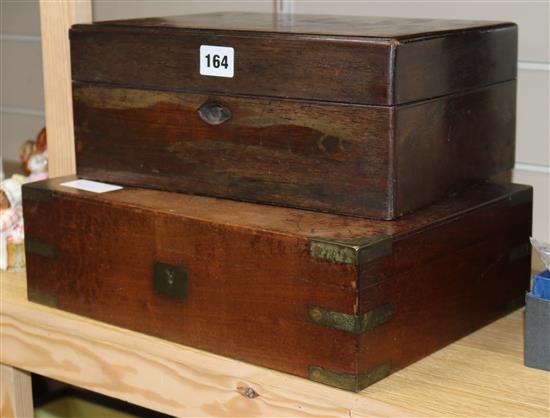 Two Victorian rosewood and mahogany toilet boxes